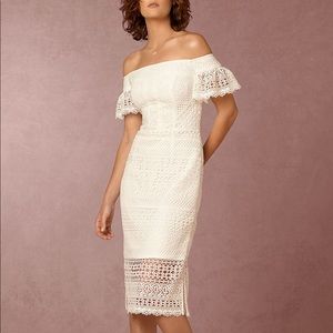White Cynthia Rowley Off the Shoulder Eyelet Dress